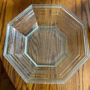 Vintage ANCHOR HOCKING 10” OCTAGON Shape Salad Glass Bowl Heavy 8 Sided